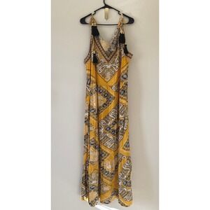 Soft Surroundings Indha Artsans Paisley Bandana Print Tassel Maxi Dress 3X Boho